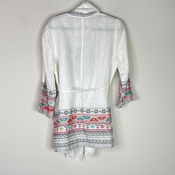 New Johnny Was Sentrie Linen Embroidered Kimono Cardigan Jacket Women's Small - Picture 2 of 7